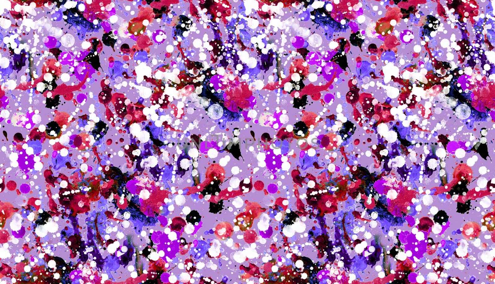 Seamless pattern with abstract creative blots and splashes painted with gouache for paint box design