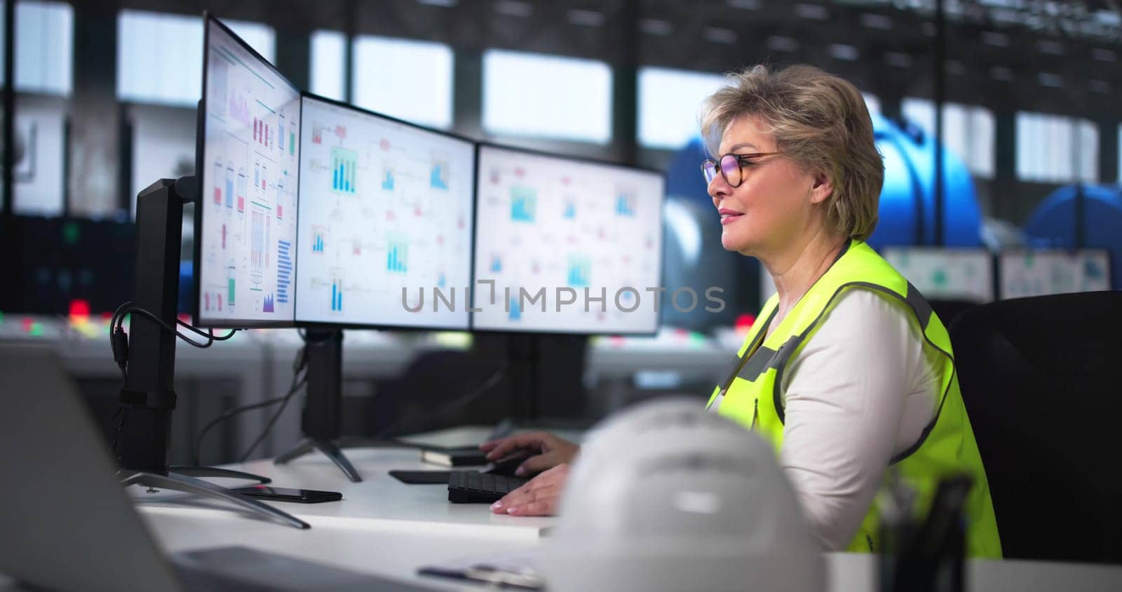 Woman Working In Power Plant Electricity Generation