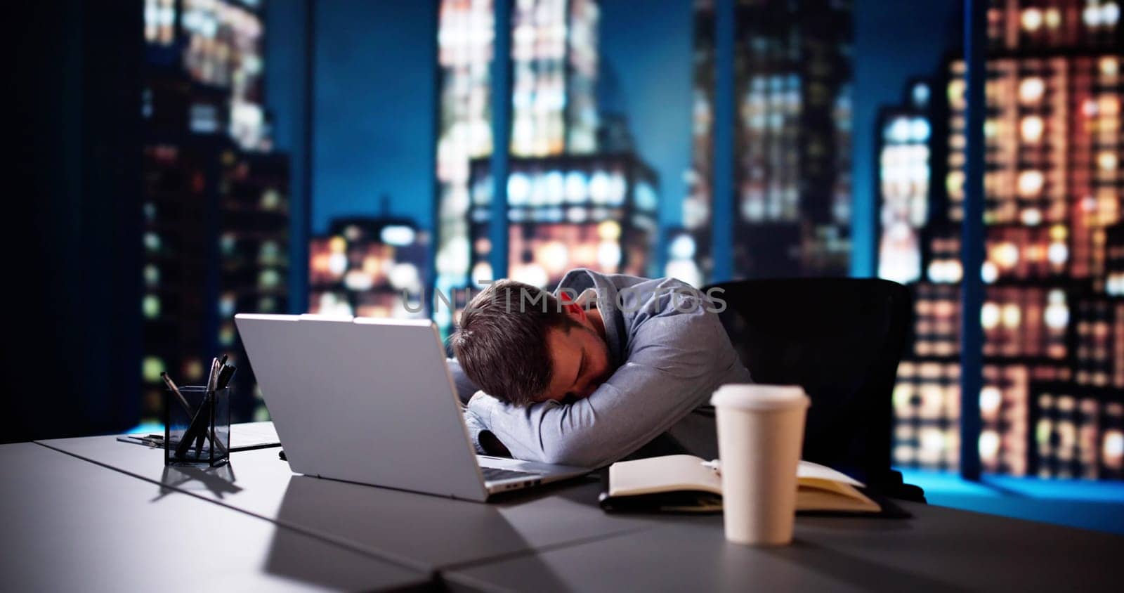 Bored Boss Man Sleeping. Restful Tired Employee