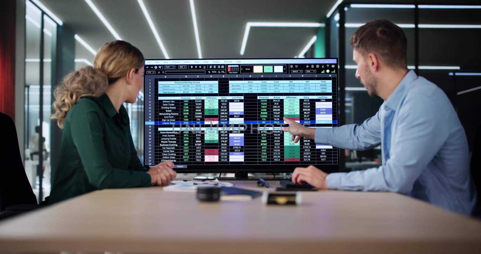 Corporate Business Presentation In Office On TV
