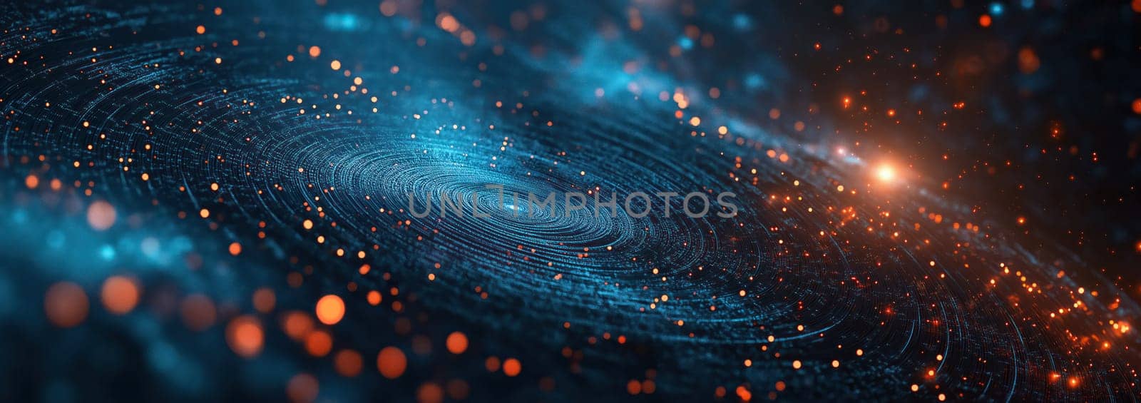 Blue purple neon spiral glowing circles abstract tech futuristic background
