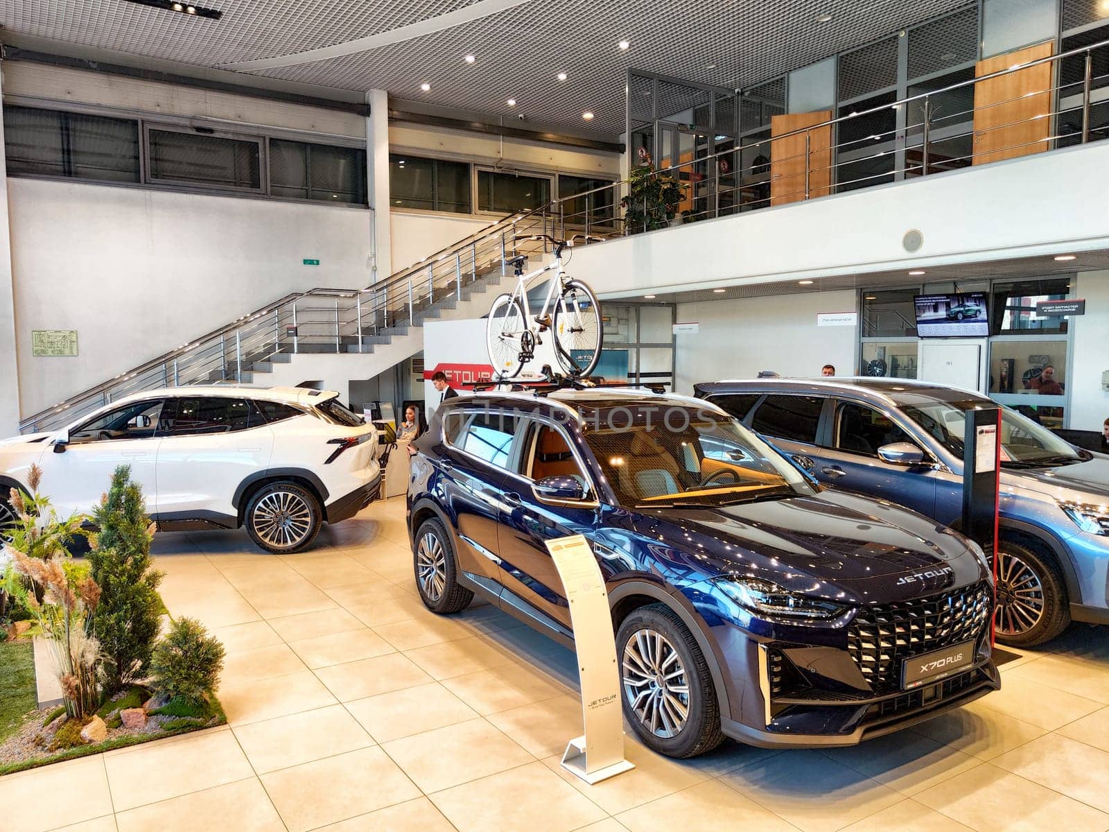 Krasnoyarsk, Russia - November 06, 2024: Beautiful Car in showroom of dealership Jetour