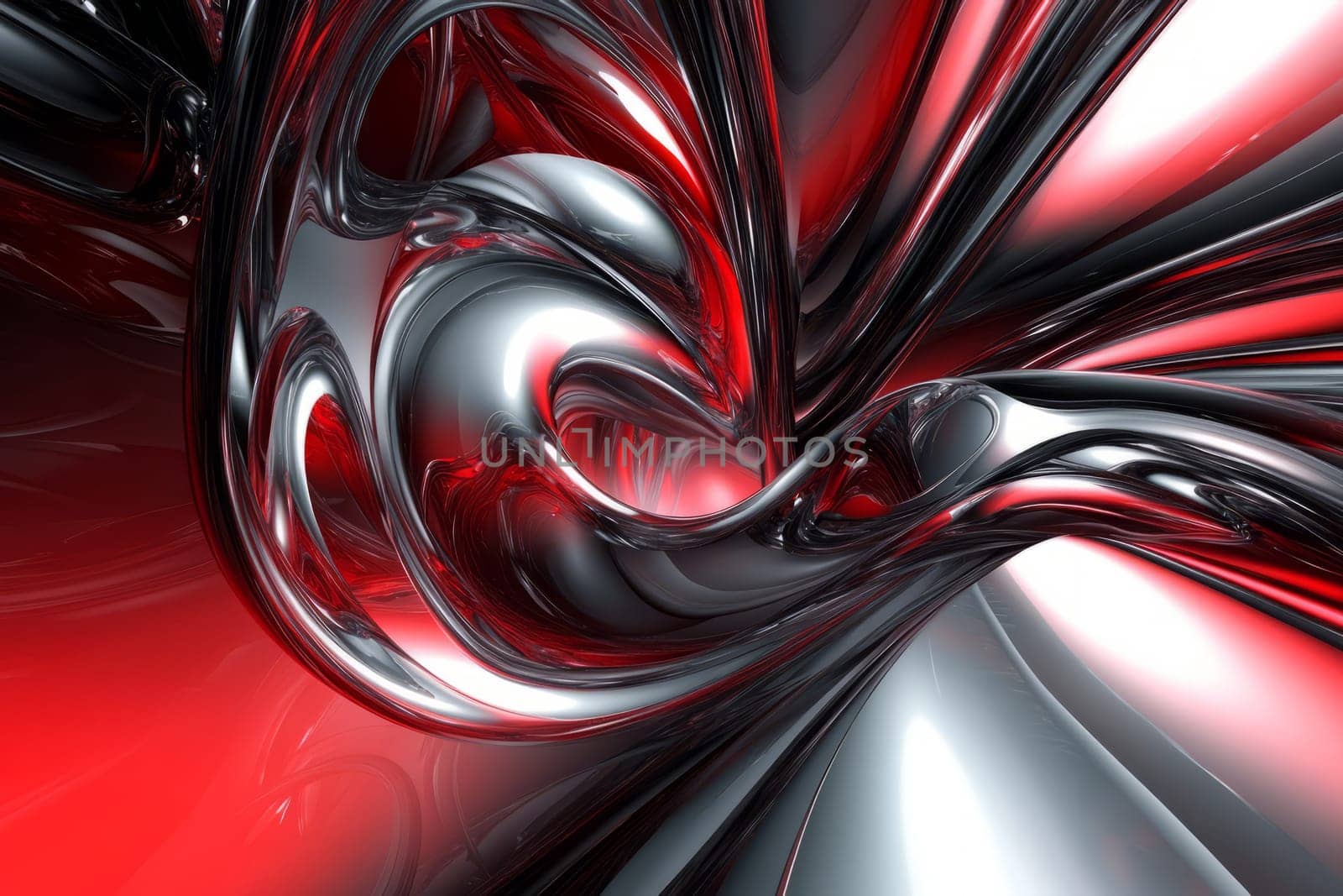 The shape is made up of smooth curved surfaces. Black and red abstract shape