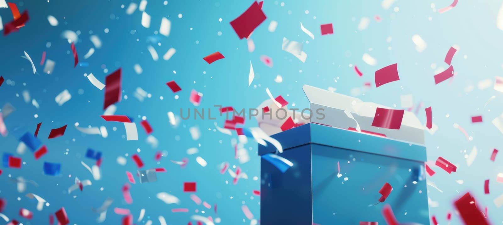 Dynamic graphic for promoting nonpartisan voting features a vivid explosion of red, white, and blue with an american flag. emphasizes a call to action for informed and independent voting participation.