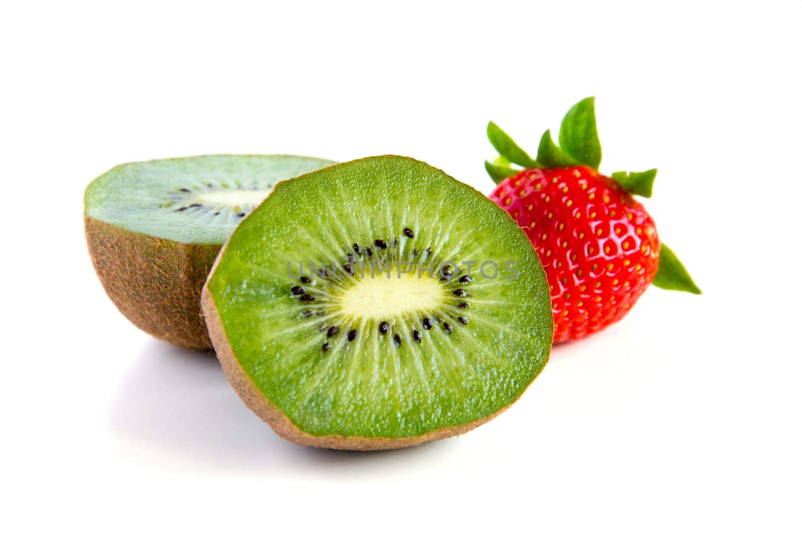 ripe and juicy kiwi and strawberry close-up