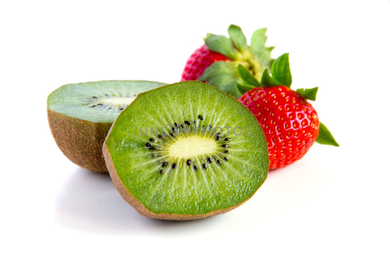 ripe and juicy kiwi and strawberry close-up