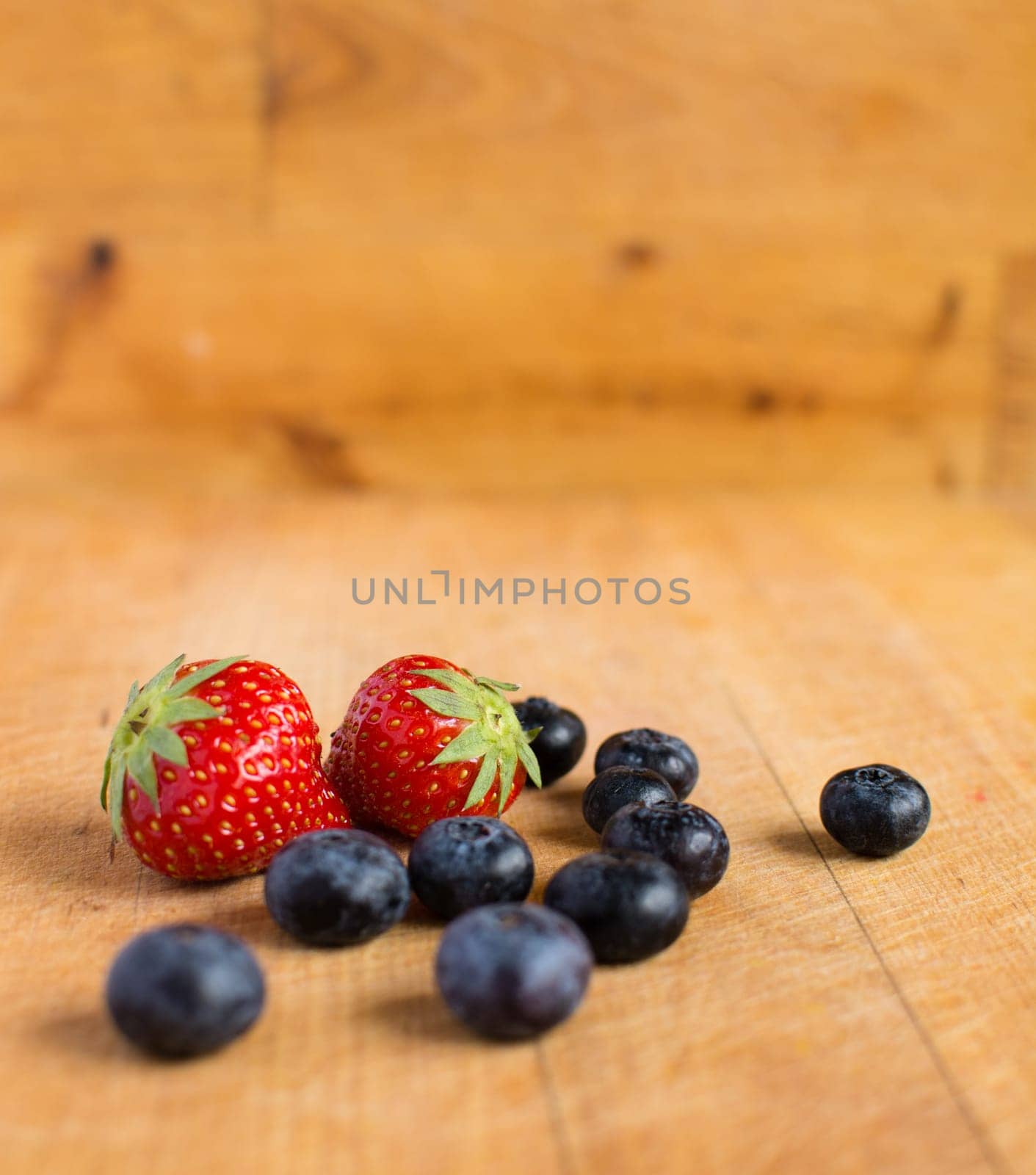 Blueberries and strawberry
