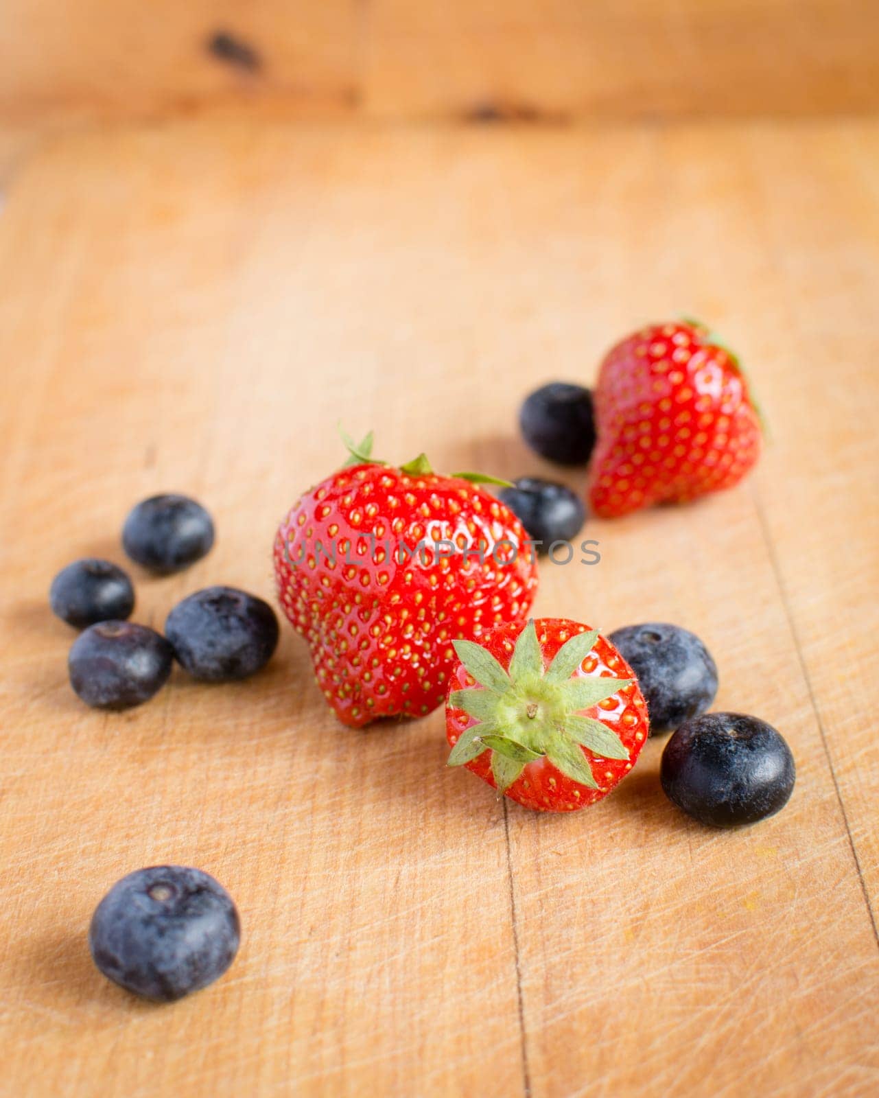 Blueberries and strawberry