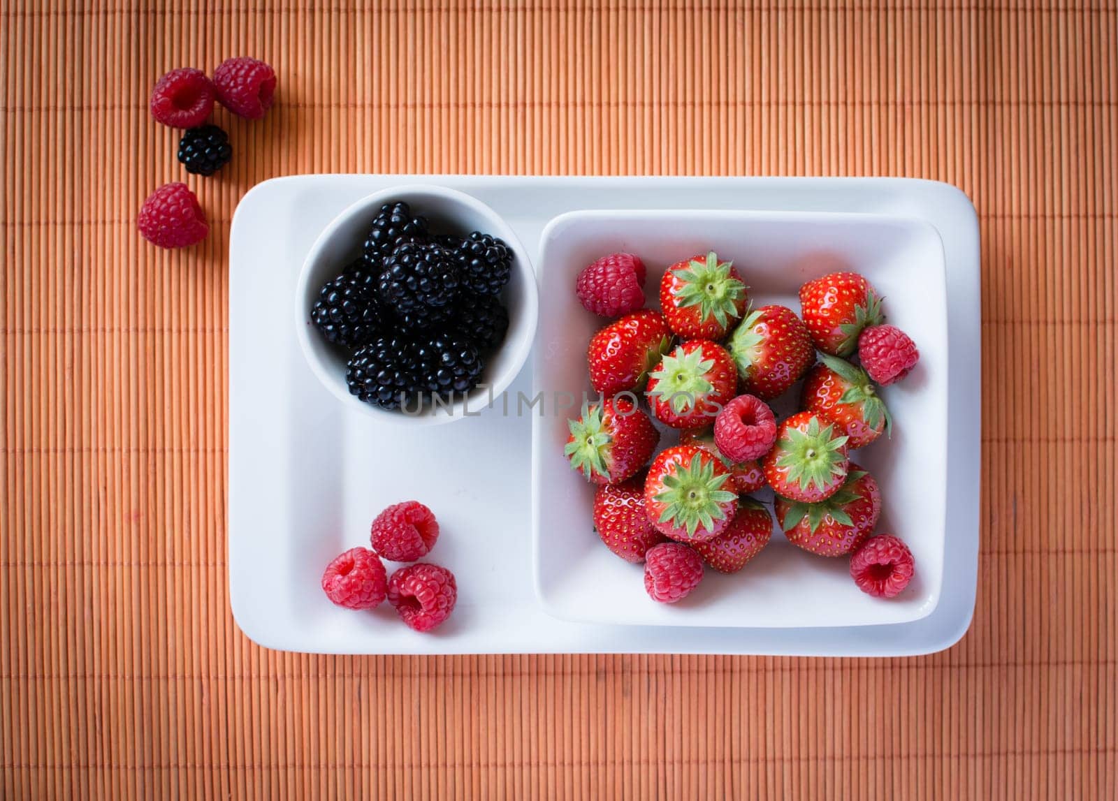 strawberries, raspberries, blackberries