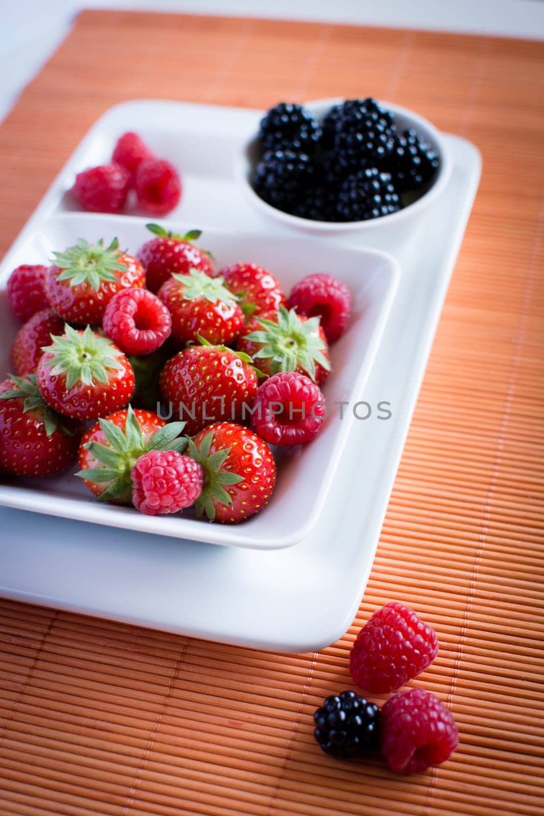 strawberries, raspberries, blackberries