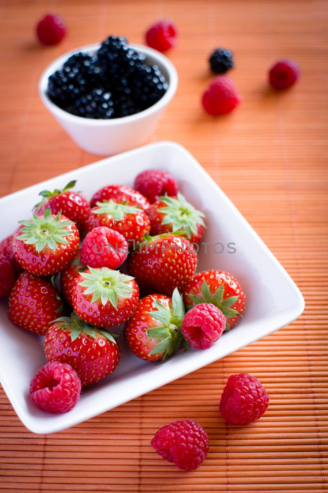 strawberries, raspberries, blackberries