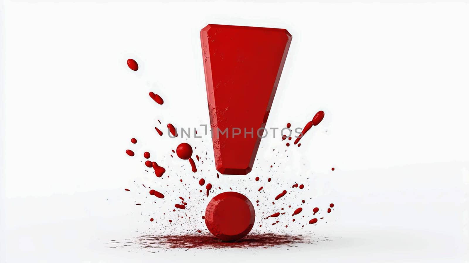 Red exclamation mark on white background. Ai art