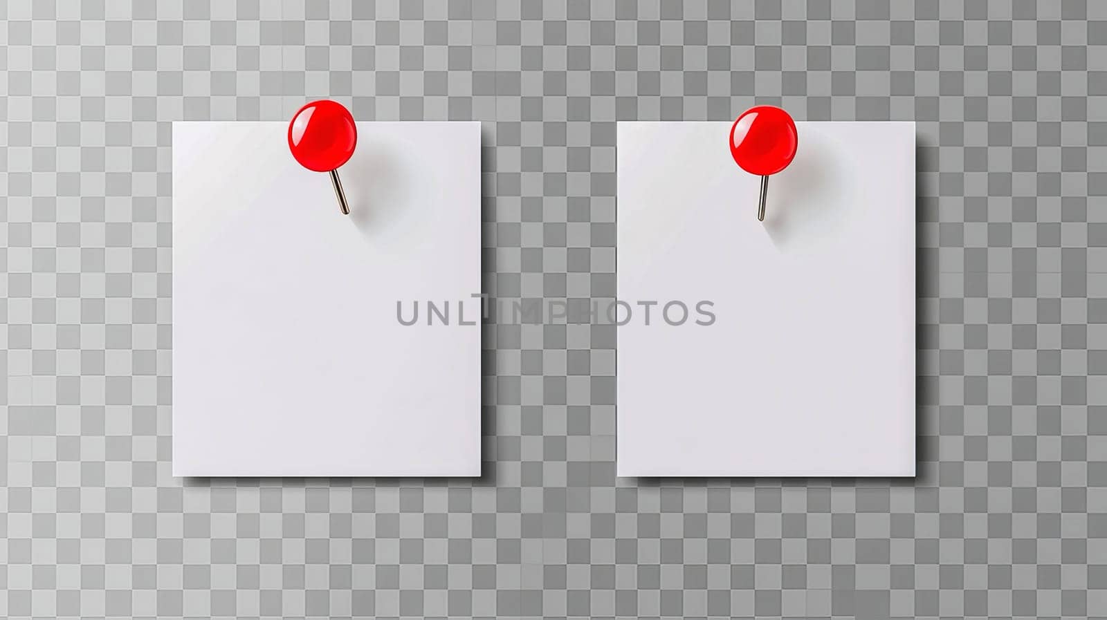 White paper sticky note with red push pin. Ai art