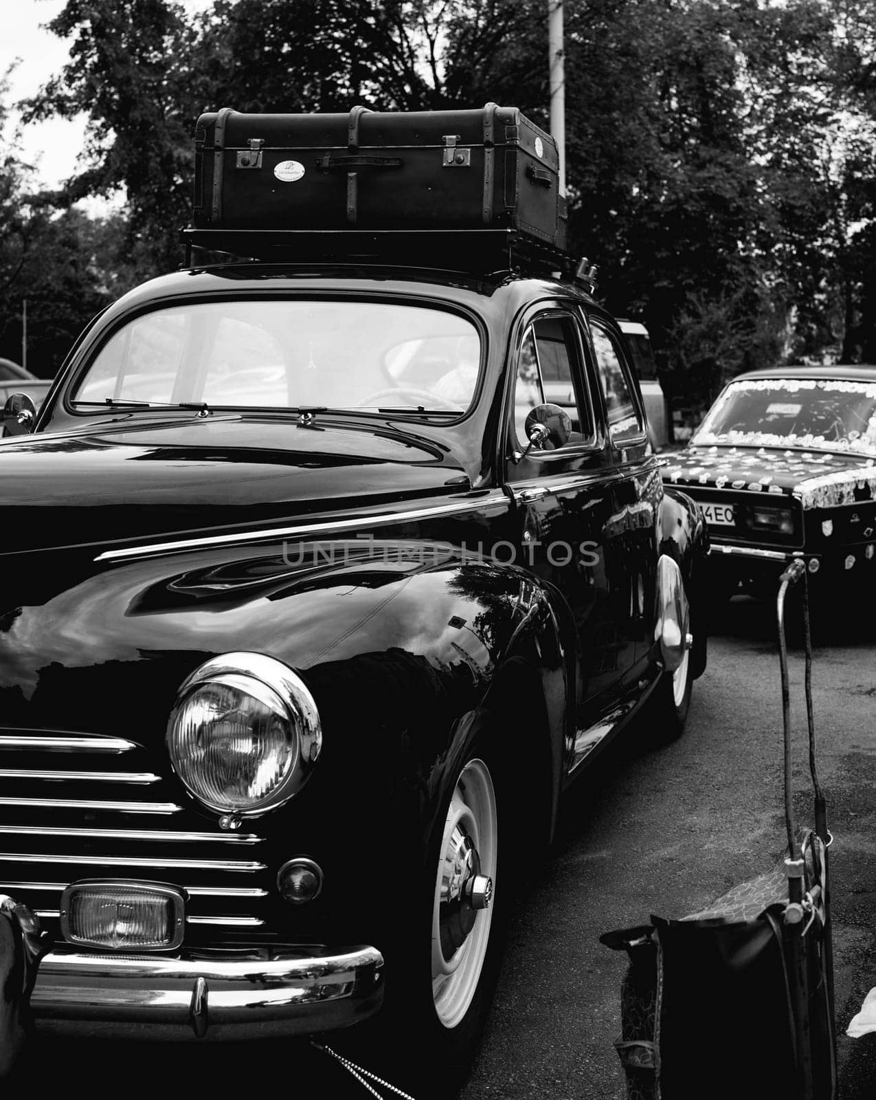 Old black car. High quality photo