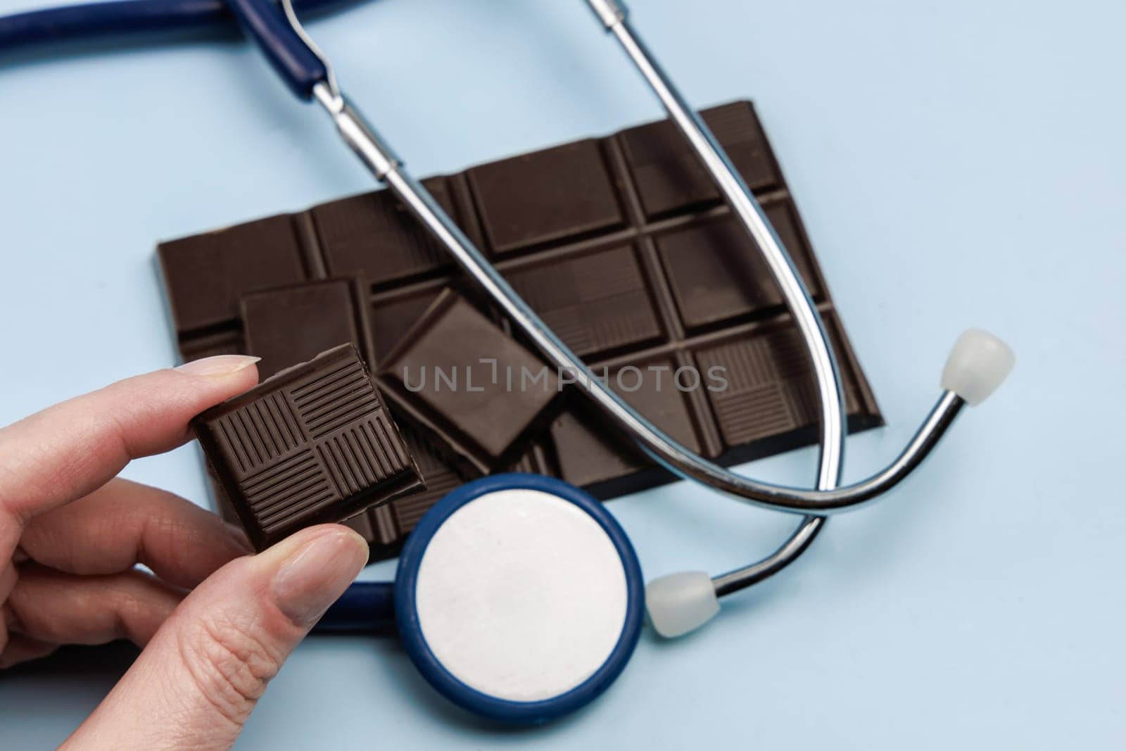 Delicious dark chocolate bar. Healthy eating concept. High quality photo