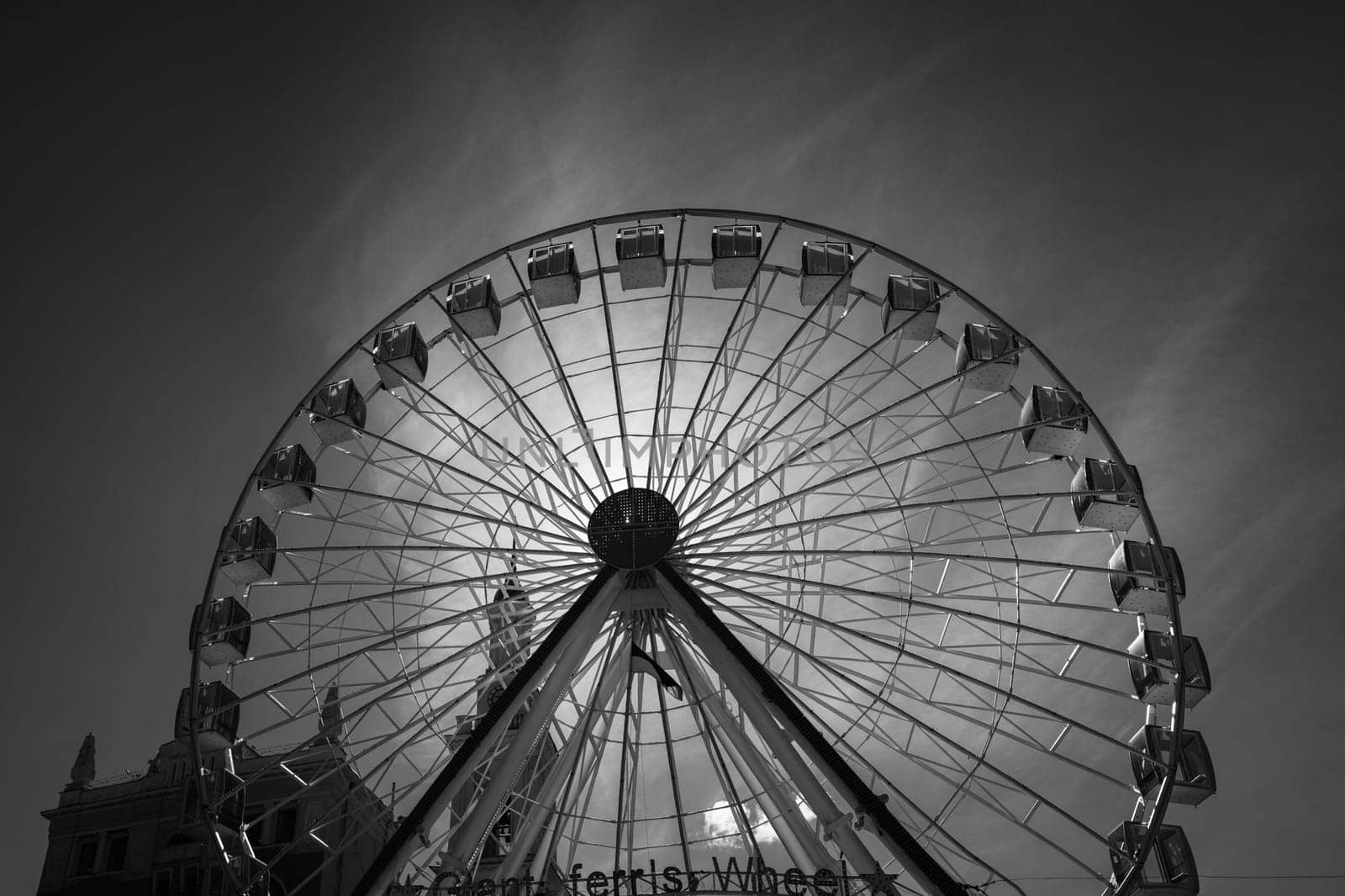 Spinning Memories: Monochrome Ferris Wheel Delight. High quality photo
