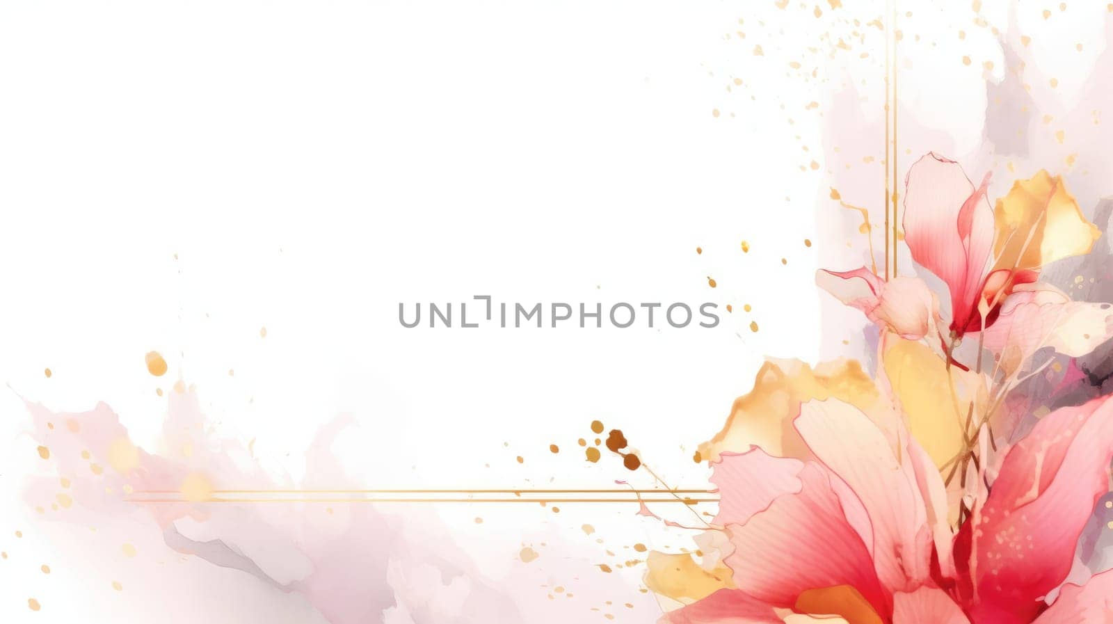 Watercolor abstract design for background of wedding or buzzy social media banner on white background generative AI