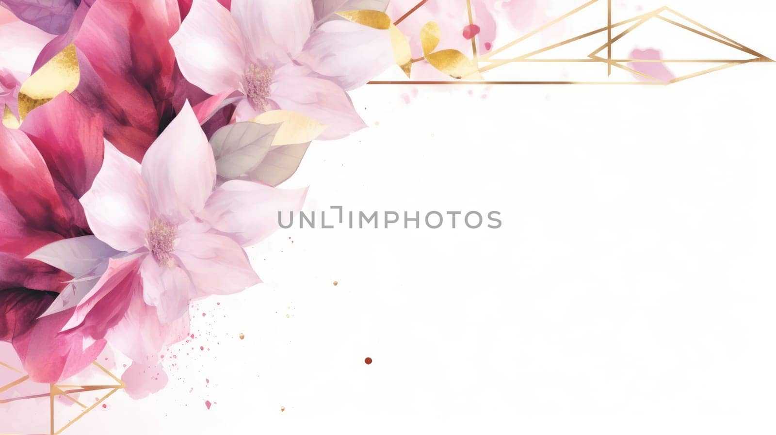 Watercolor abstract design for background of wedding or buzzy social media banner on white background generative AI