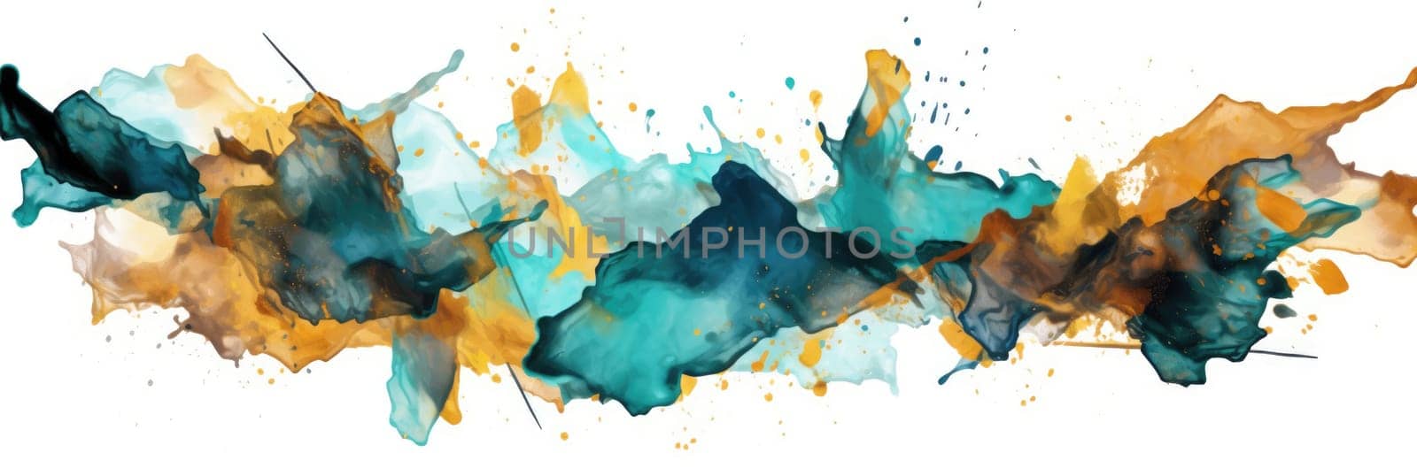 Abstract watercolor artwork mixed with buzzy geometric shapes for background of social media banner generative AI image