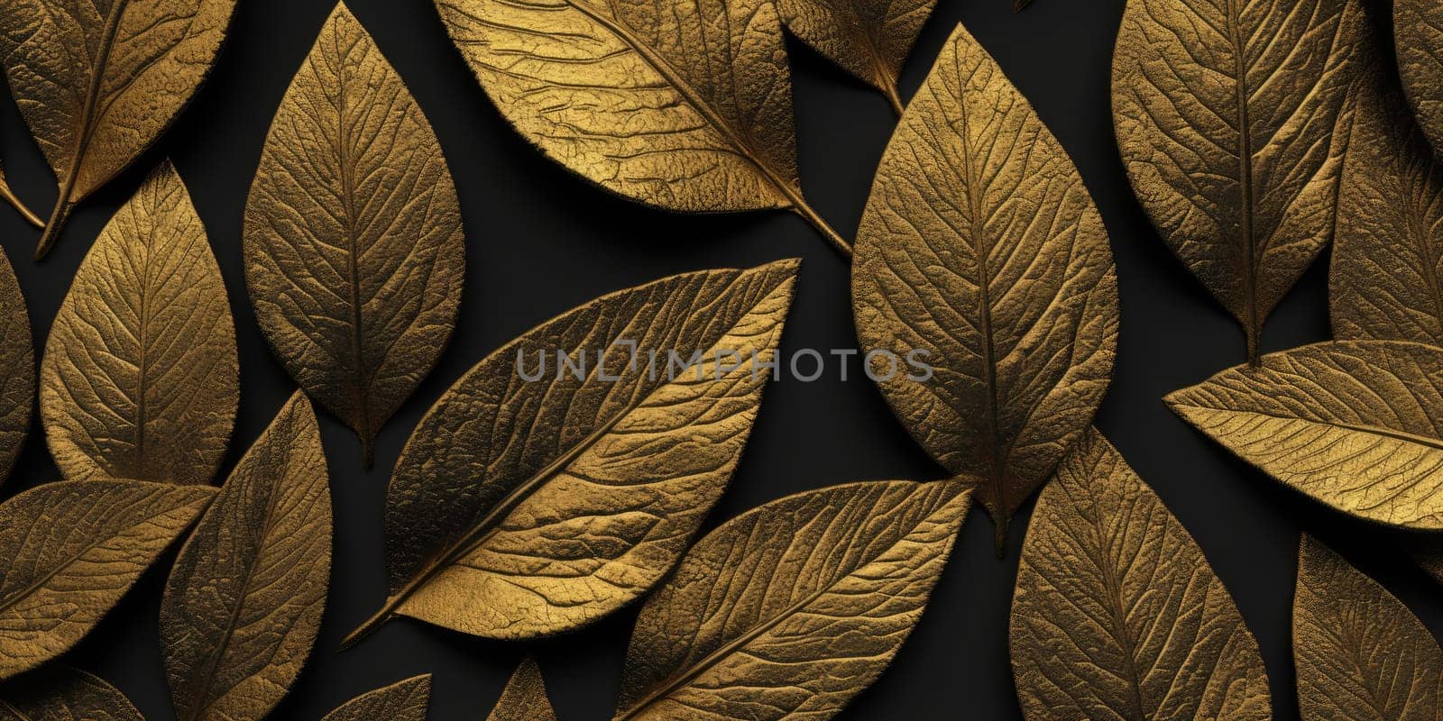 Dry Gold Black leaves Surface textured background, realism, realistic, hyper realistic. Generative AI weber. by biancoblue