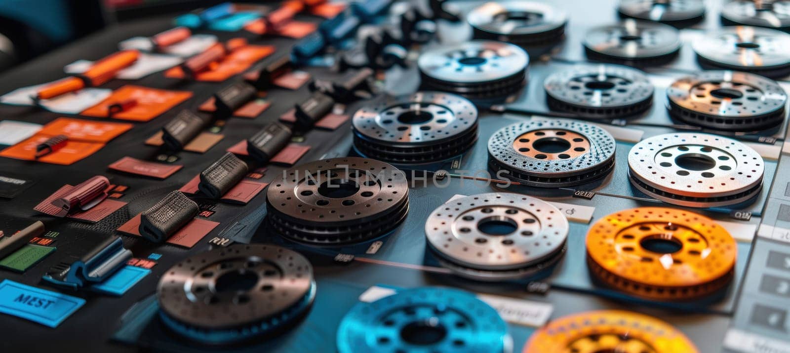 A detailed comparison chart featuring various brake pad brands, showcasing their specifications and performance metrics. the chart is organized with vibrant visuals and clear text, making it ideal for automotive professionals and enthusiasts.