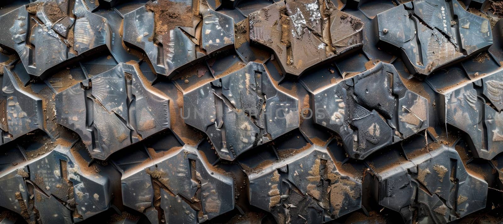Close-up view of a truck tire's tread pattern showcasing intricate design and rugged texture, optimized for durability and long-distance travel. captures the essence of industrial strength and reliability in transportation.