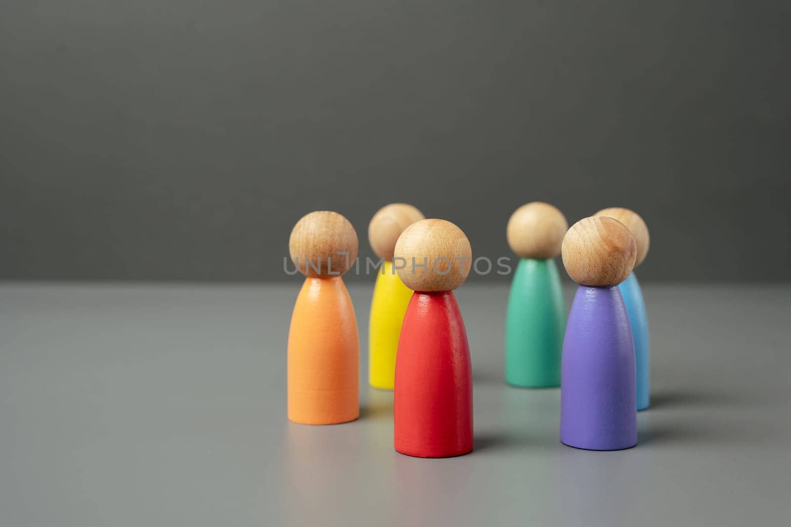 Circle of colorful people. LGBT community. Cooperation and self-organization. Pride Month June. International Pride Day. Protection of the rights and freedoms of sexual minorities.