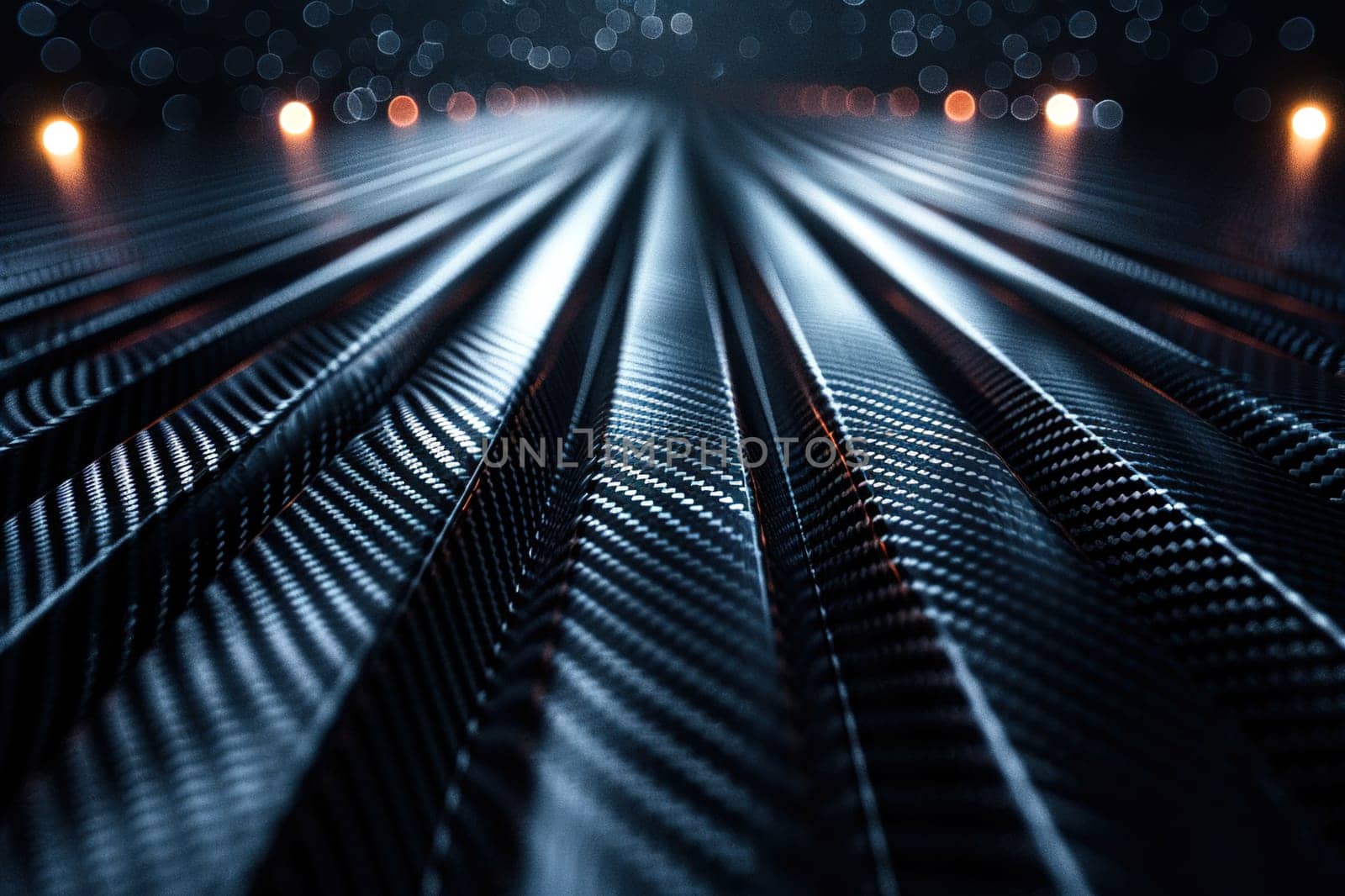 Detailed shot of smooth black carbon fiber texture with visible weave pattern and shine.