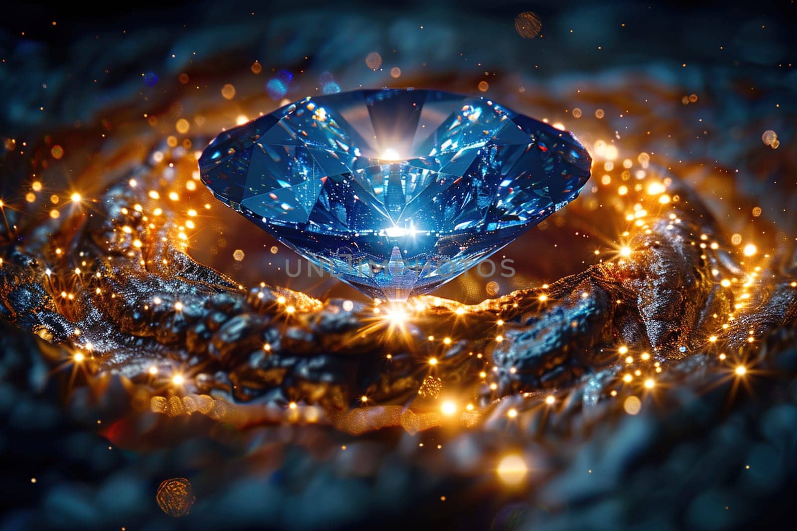 Close-up shot of a sparkling diamond's facets, showcasing intricate cuts reflecting light brilliantly.