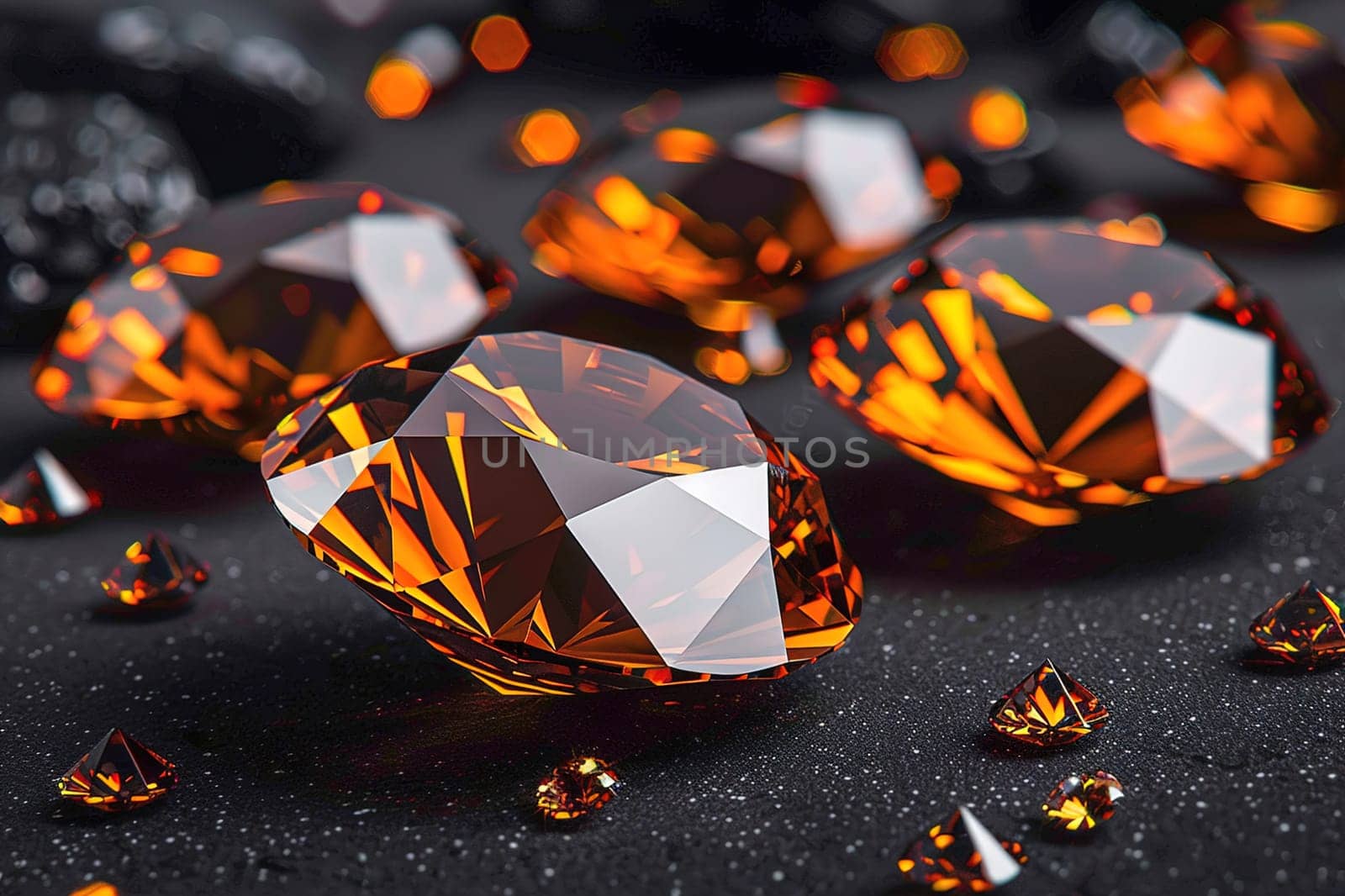 Detailed view of a brilliant diamond with sharp facets, capturing light and creating reflections.