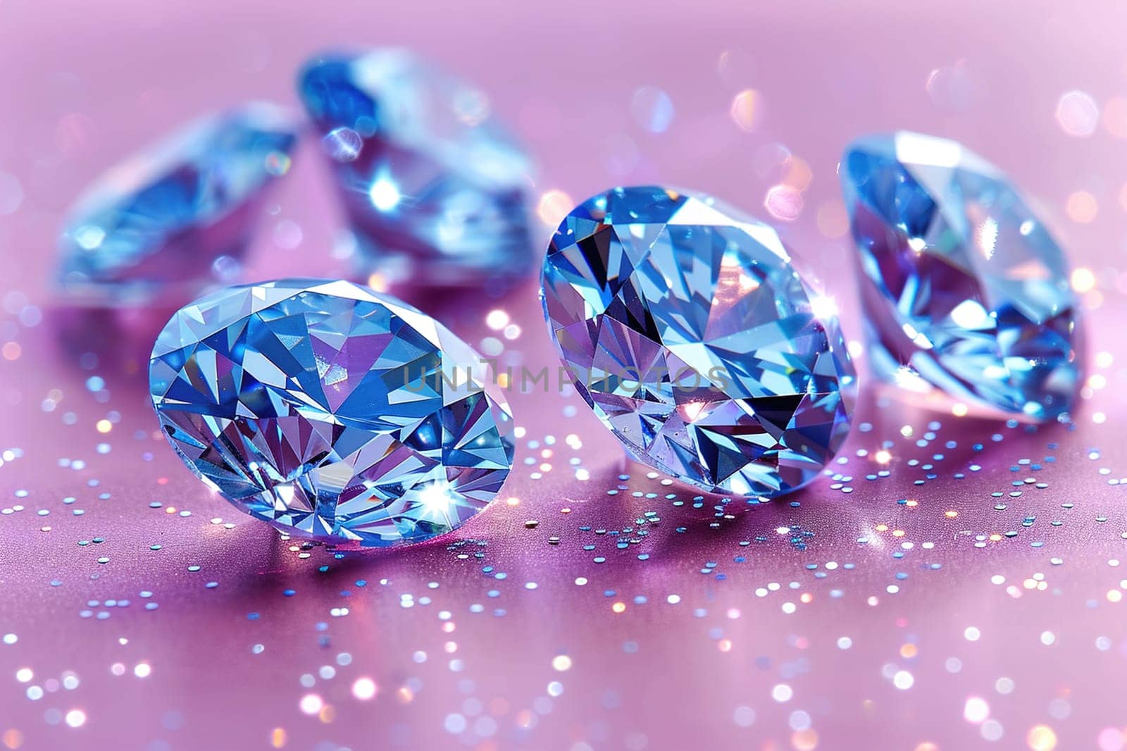 Detailed view of a brilliant diamond with sharp facets, capturing light and creating reflections.