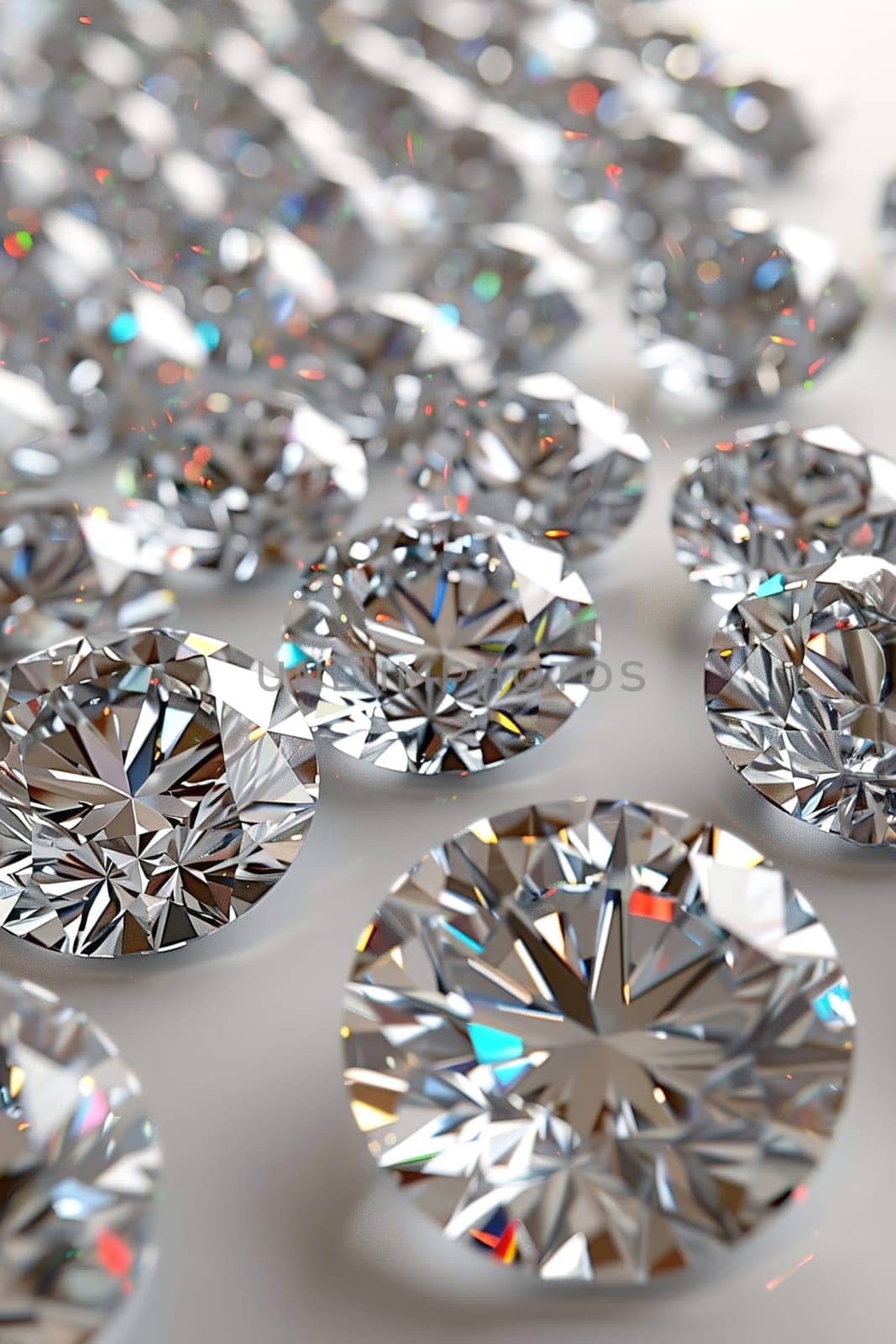 Close-up shot of a sparkling diamond's facets, showcasing intricate cuts reflecting light brilliantly.