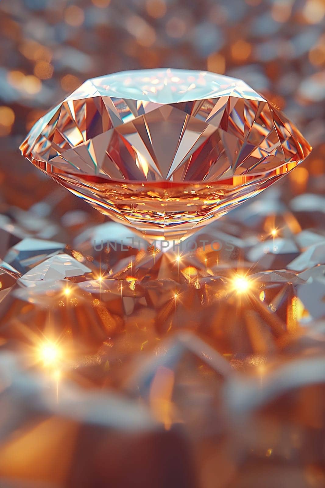 Extreme close-up of a diamond, focusing on the sharp cuts and radiant light reflections.