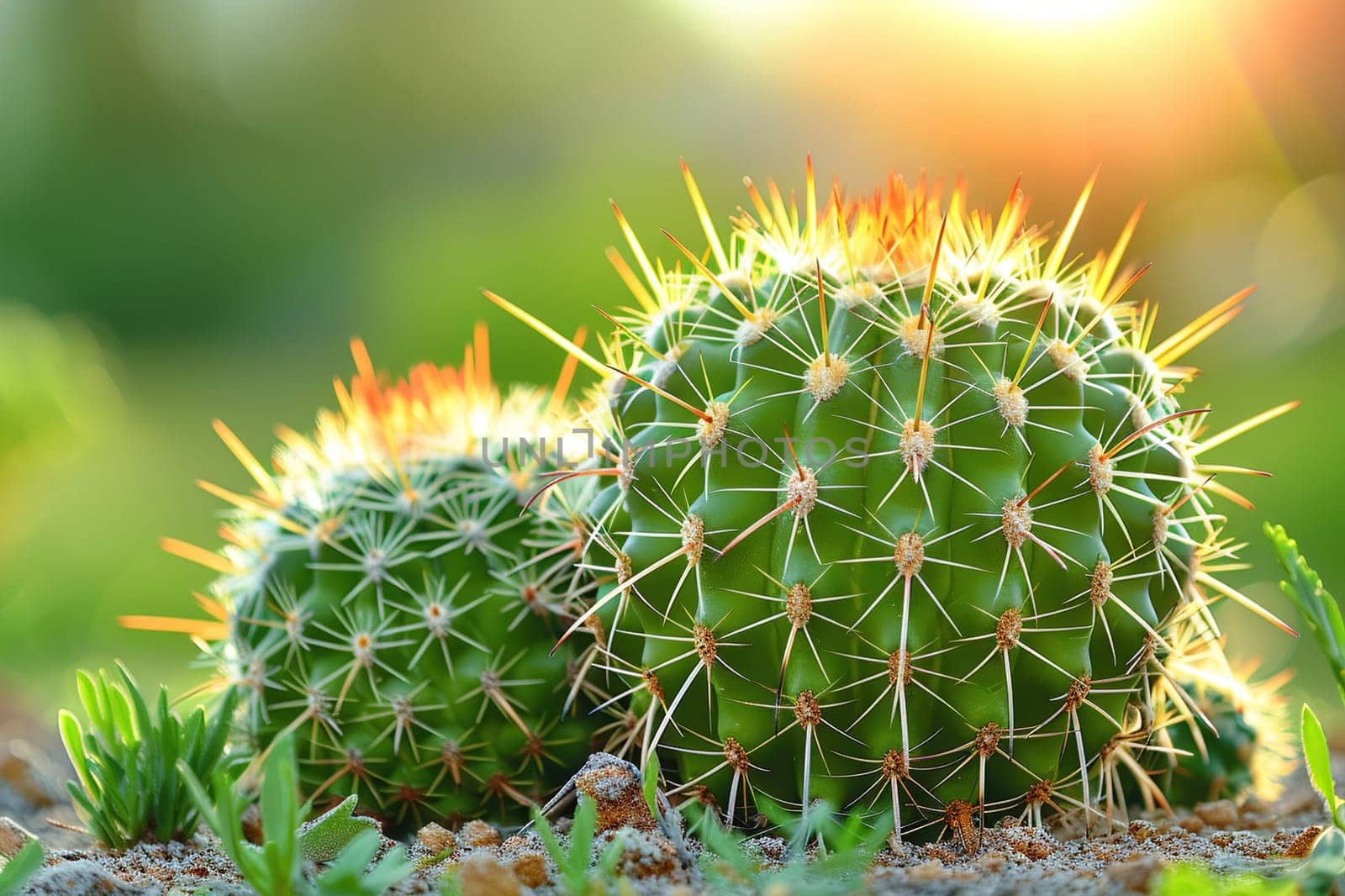 Close-up of a cactus surface, highlighting sharp spines and intricate, textured skin patterns.