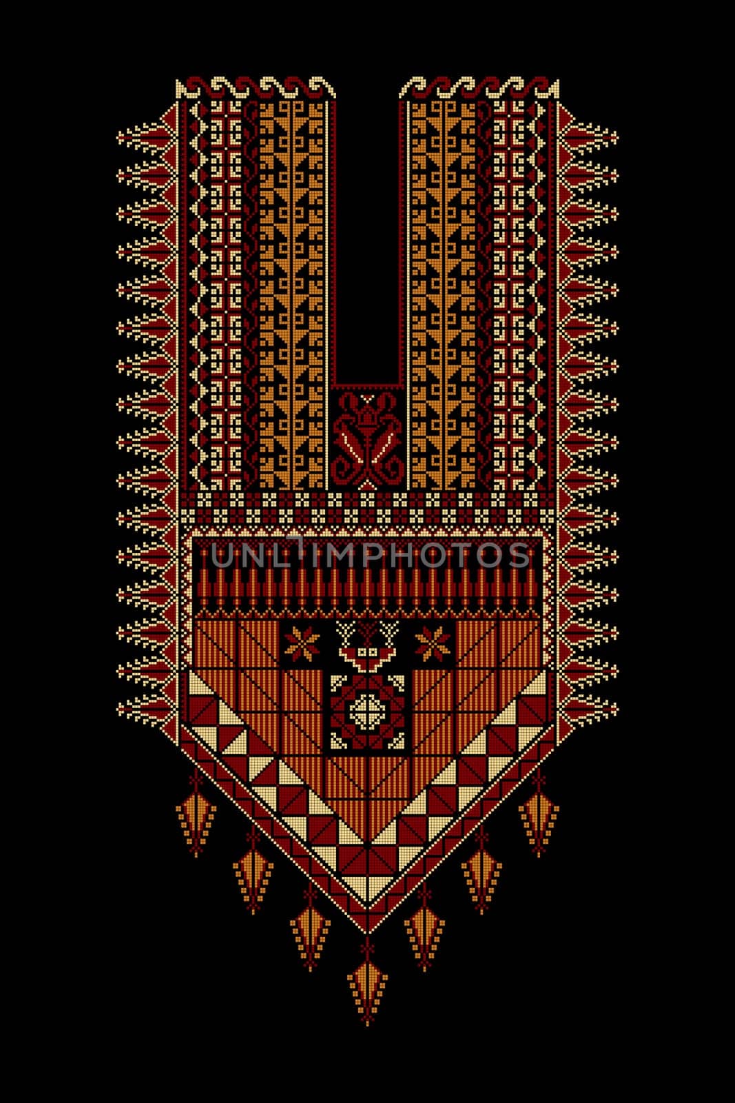 Embroidery vector Tatreez template , Palestinian fashion neck ornament