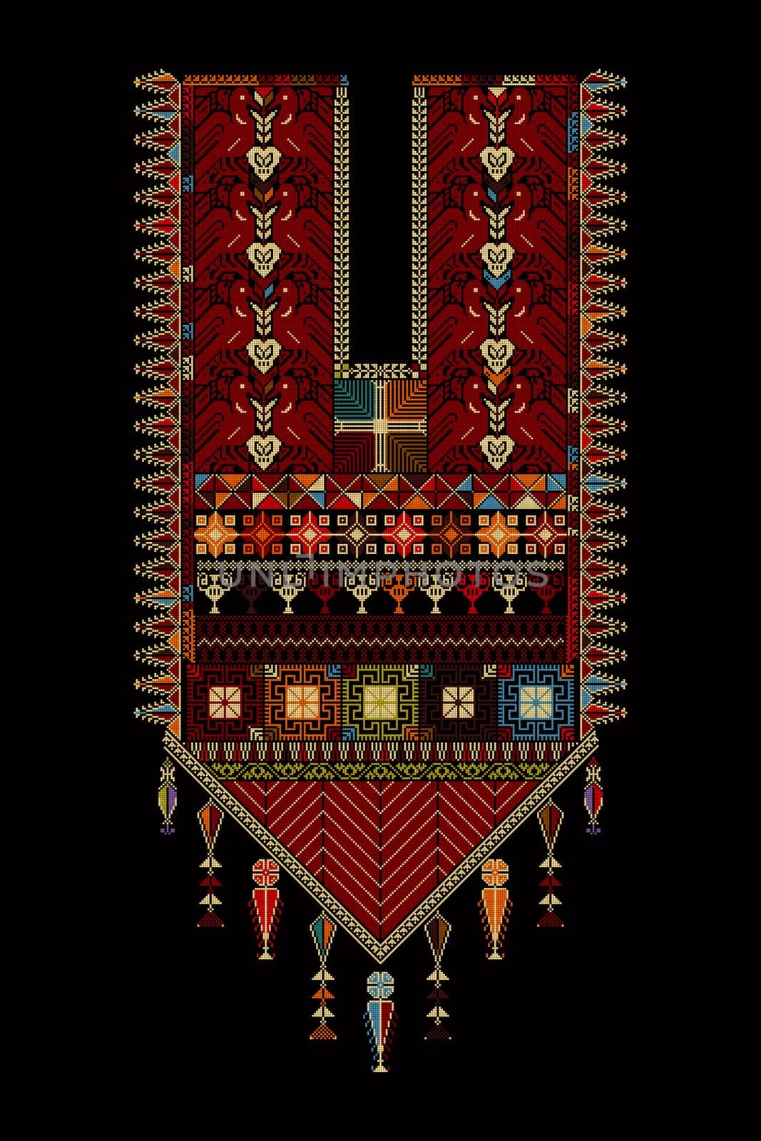 Embroidery vector Tatreez template , Palestinian fashion neck ornament