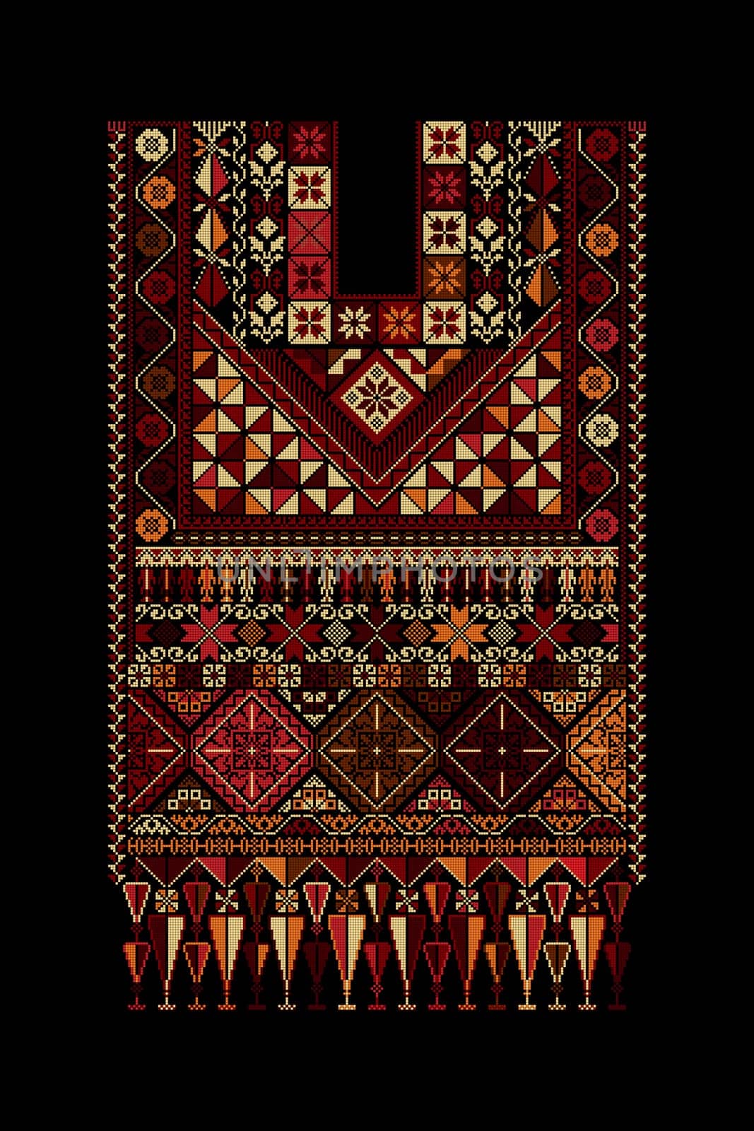 Embroidery vector Tatreez template , Palestinian fashion neck ornament