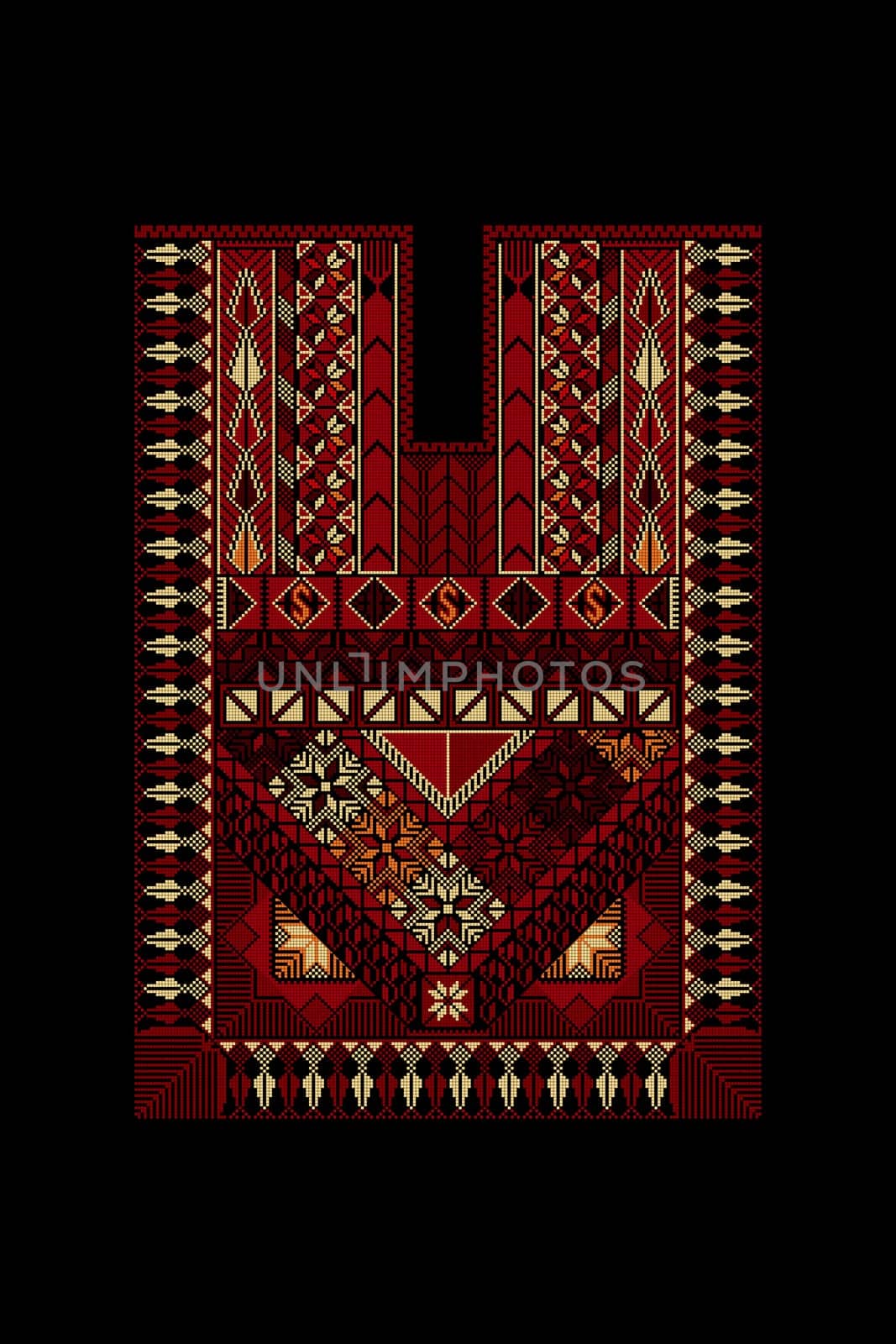 Embroidery vector Tatreez template , Palestinian fashion neck ornament