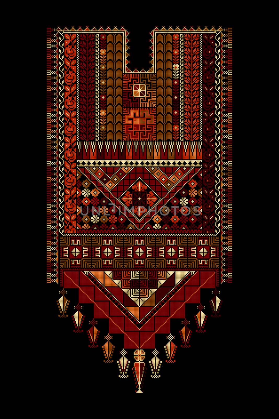 Embroidery vector Tatreez template , Palestinian fashion neck ornament