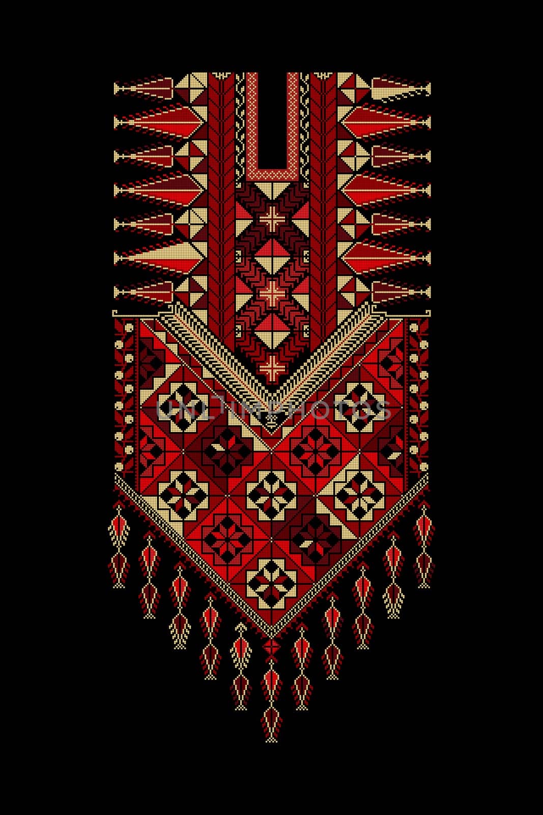 Embroidery vector Tatreez template , Palestinian fashion neck ornament