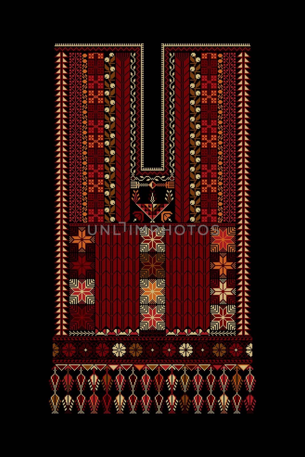 Embroidery vector Tatreez template , Palestinian fashion neck ornament