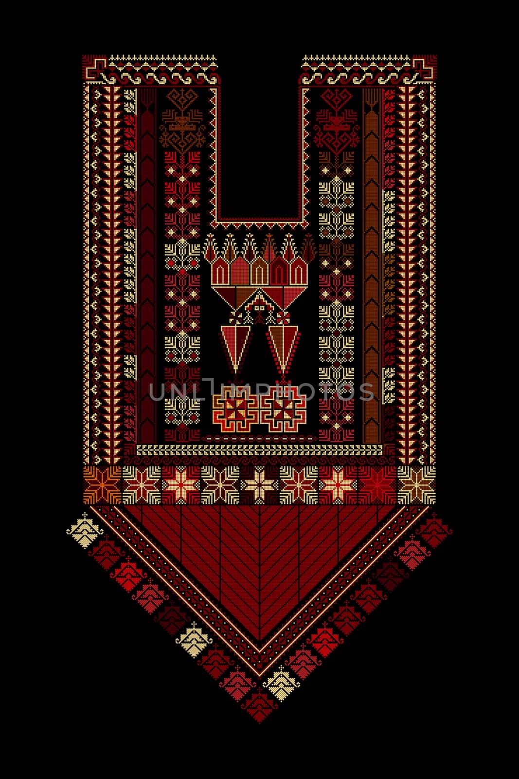 Embroidery vector Tatreez template , Palestinian fashion neck ornament