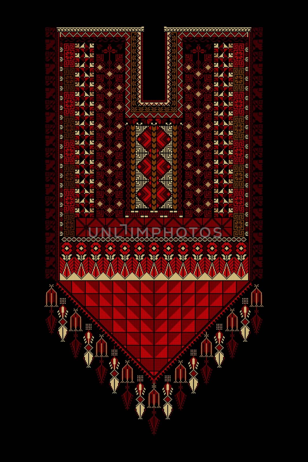 Embroidery vector Tatreez template , Palestinian fashion neck ornament