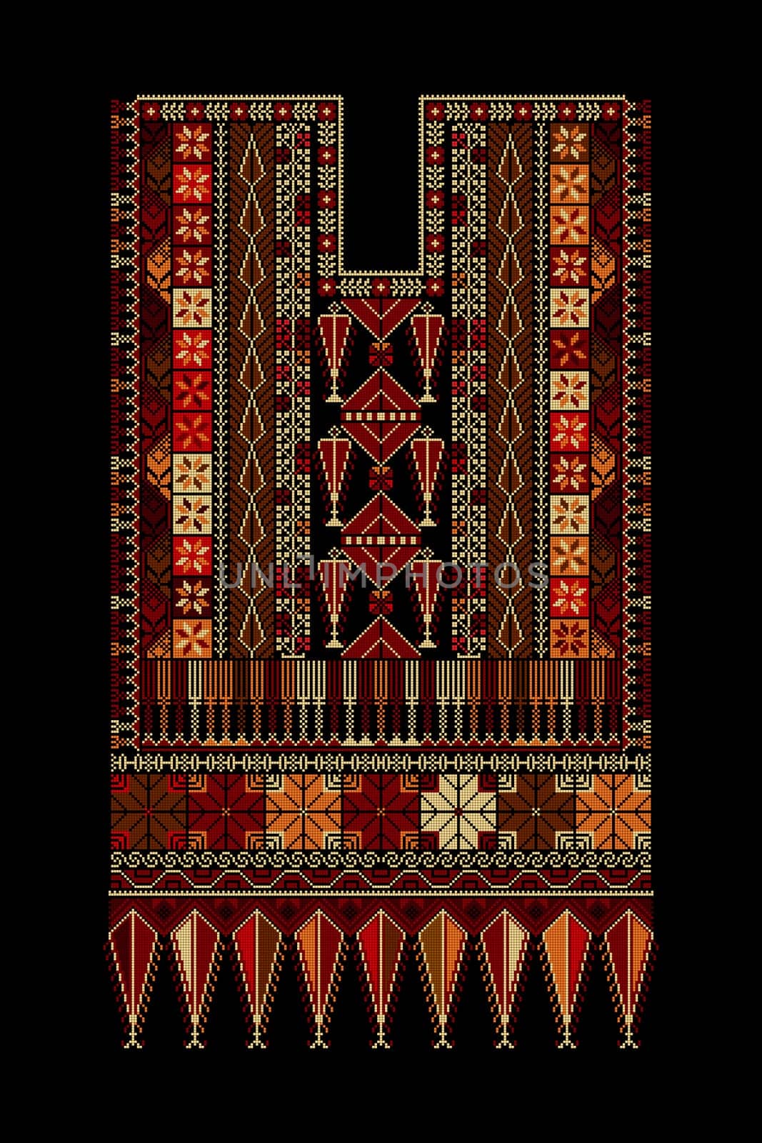 Embroidery vector Tatreez template , Palestinian fashion neck ornament