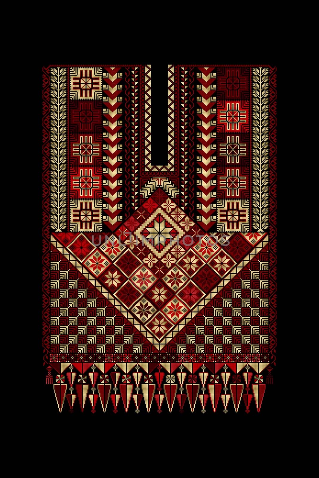 Embroidery vector Tatreez template , Palestinian fashion neck ornament