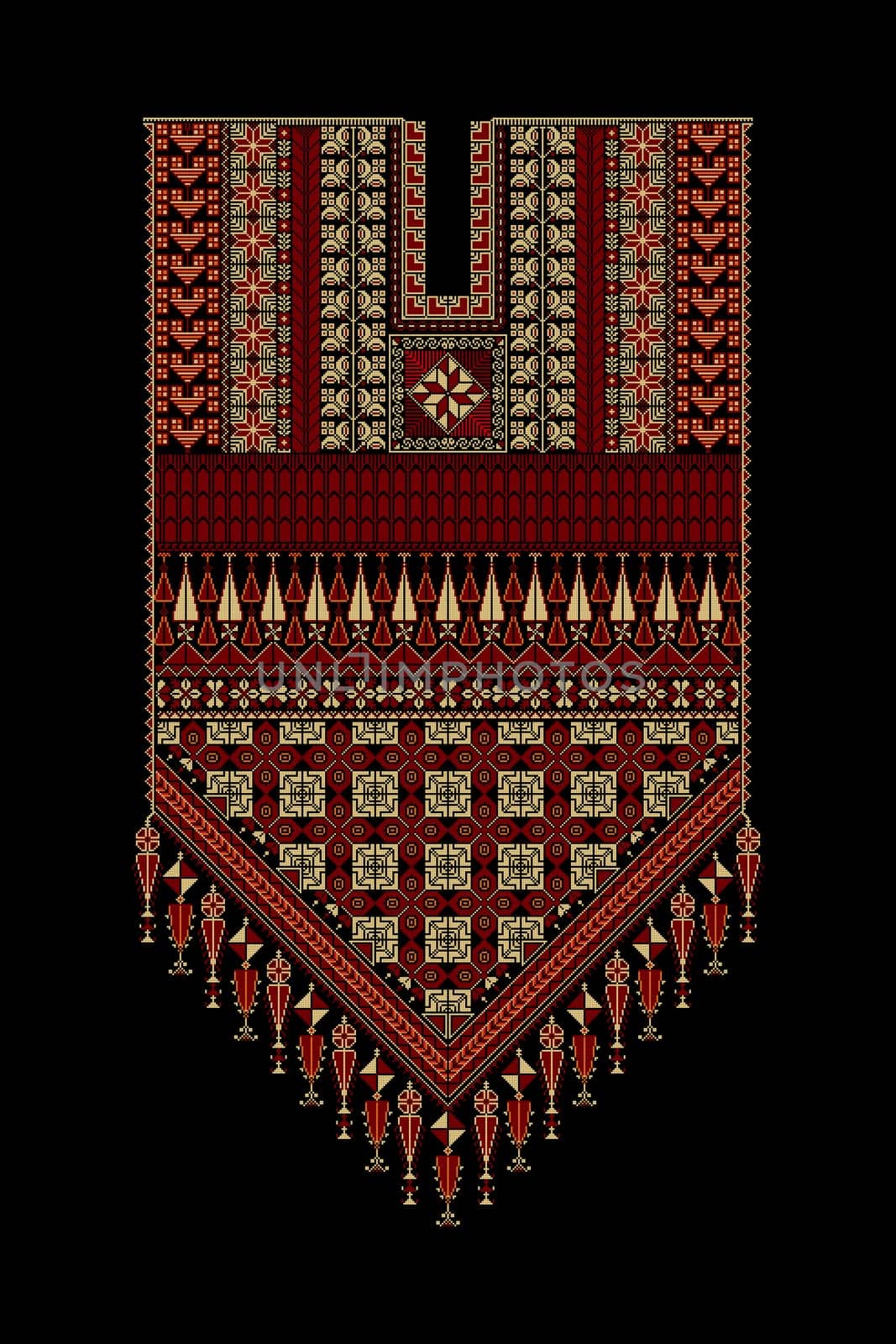 Embroidery vector Tatreez template , Palestinian fashion neck ornament