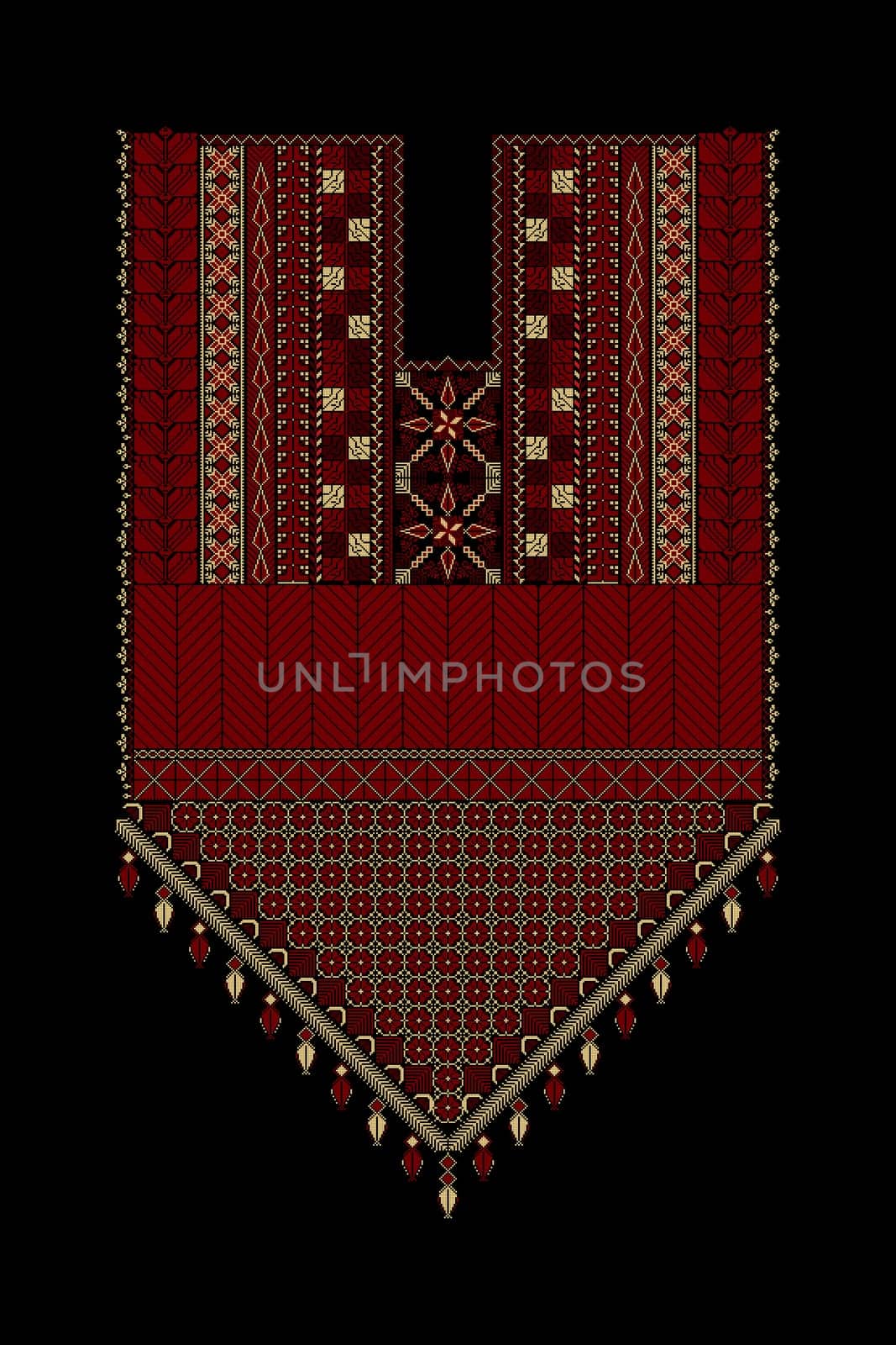 Embroidery vector Tatreez template , Palestinian fashion neck ornament