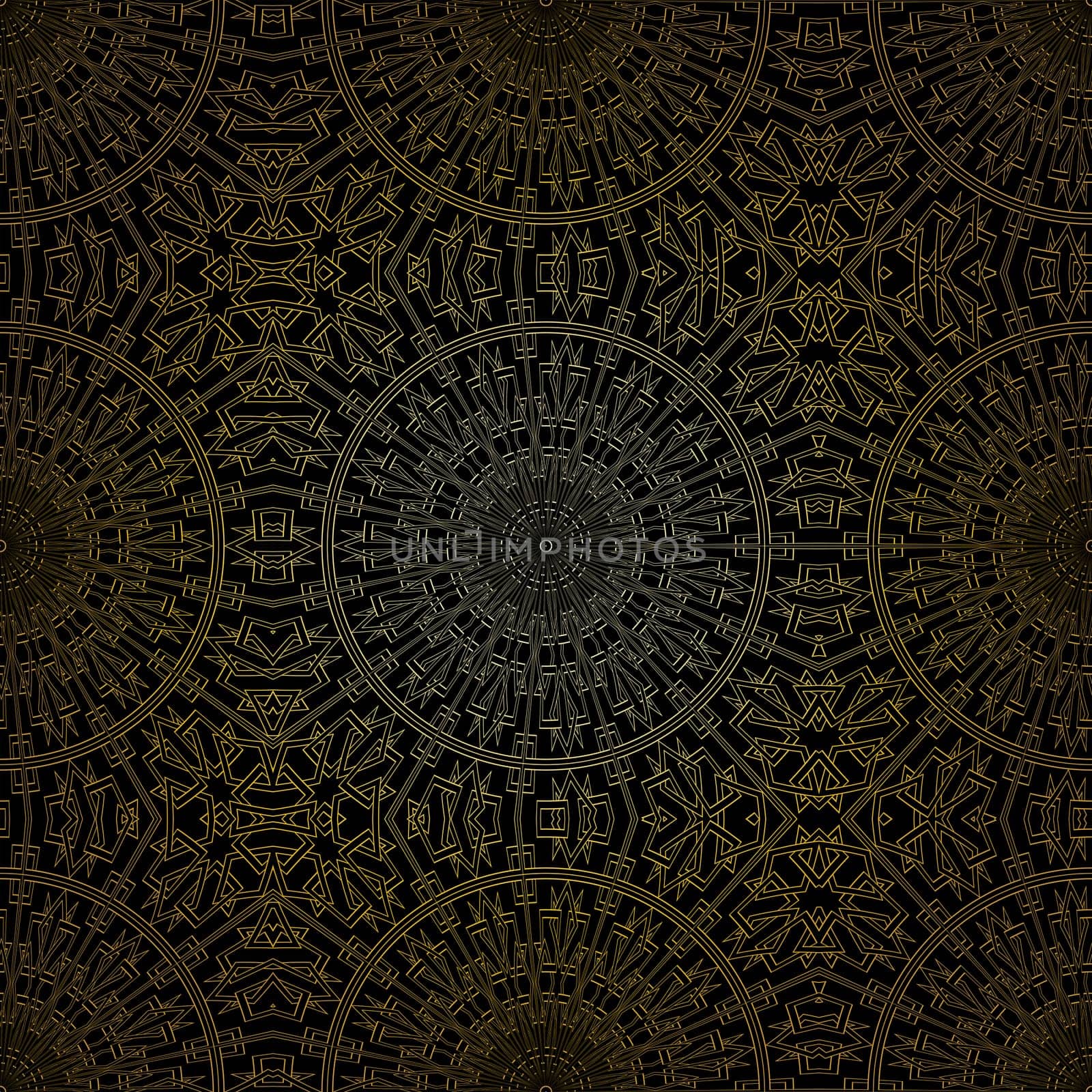 Geometric gold lace seamless pattern. Arabic tile lattice vector background.