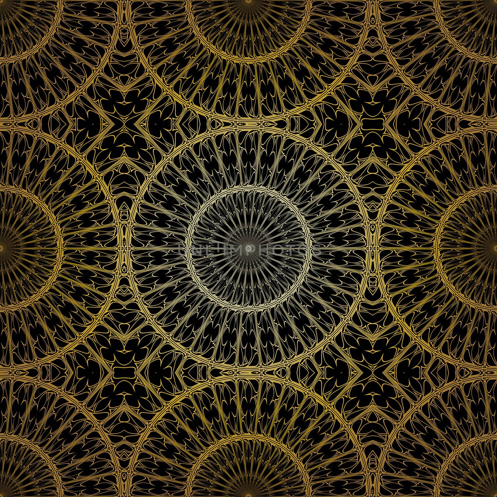 Geometric gold lace seamless pattern. Arabic tile lattice vector background.