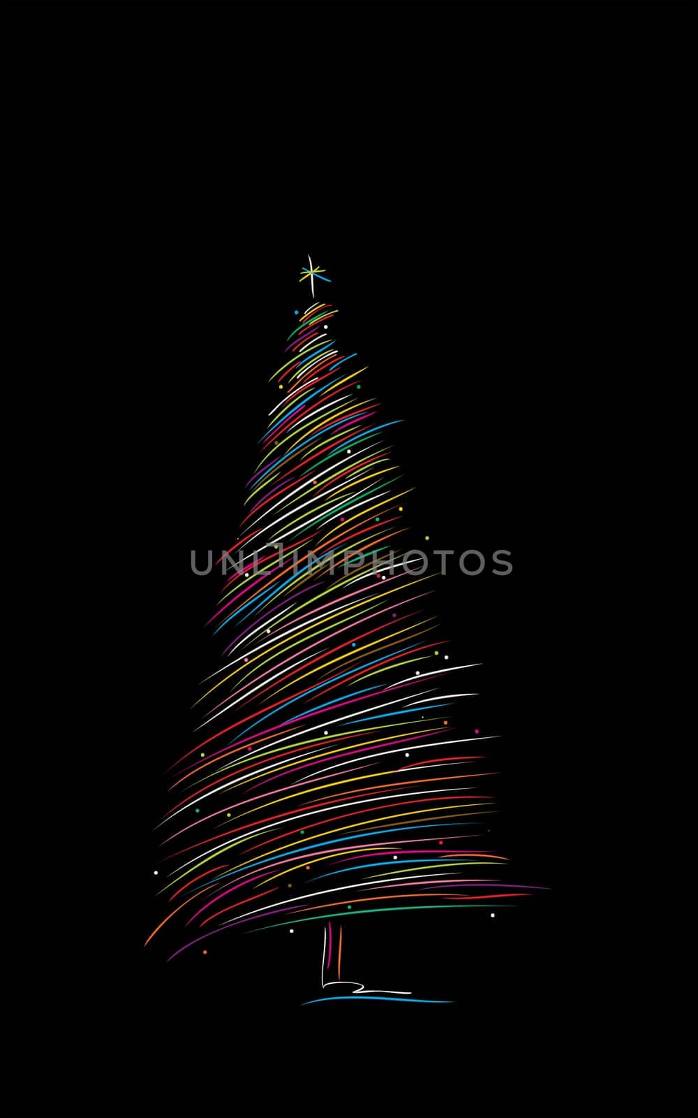 Stylized Christmas tree sketch, vector template